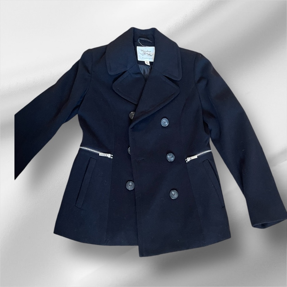 Maralyn & Me Double-Breasted Peacoat in Black